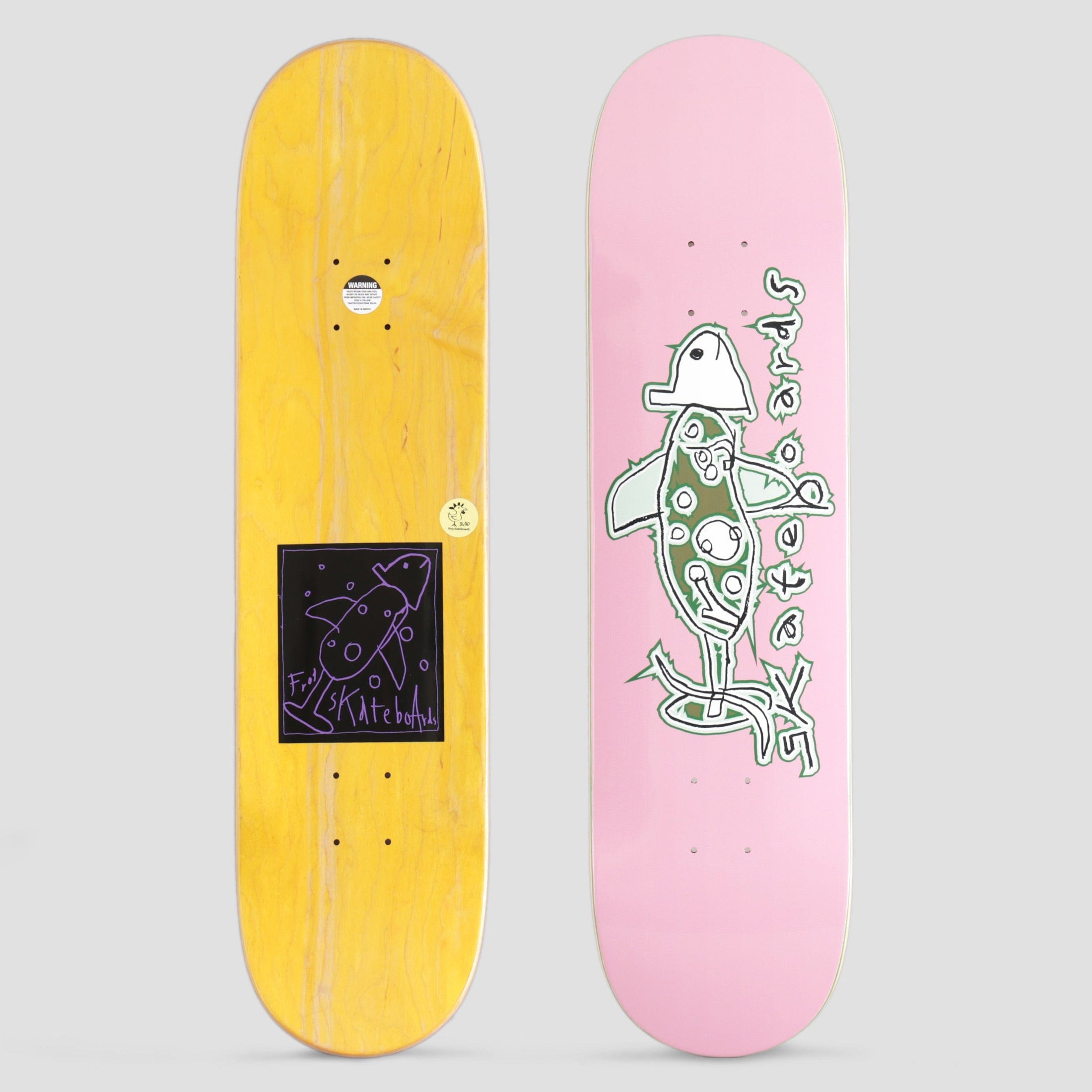 Frog 8.0 Rainbow Fish Skateboard Deck Pink