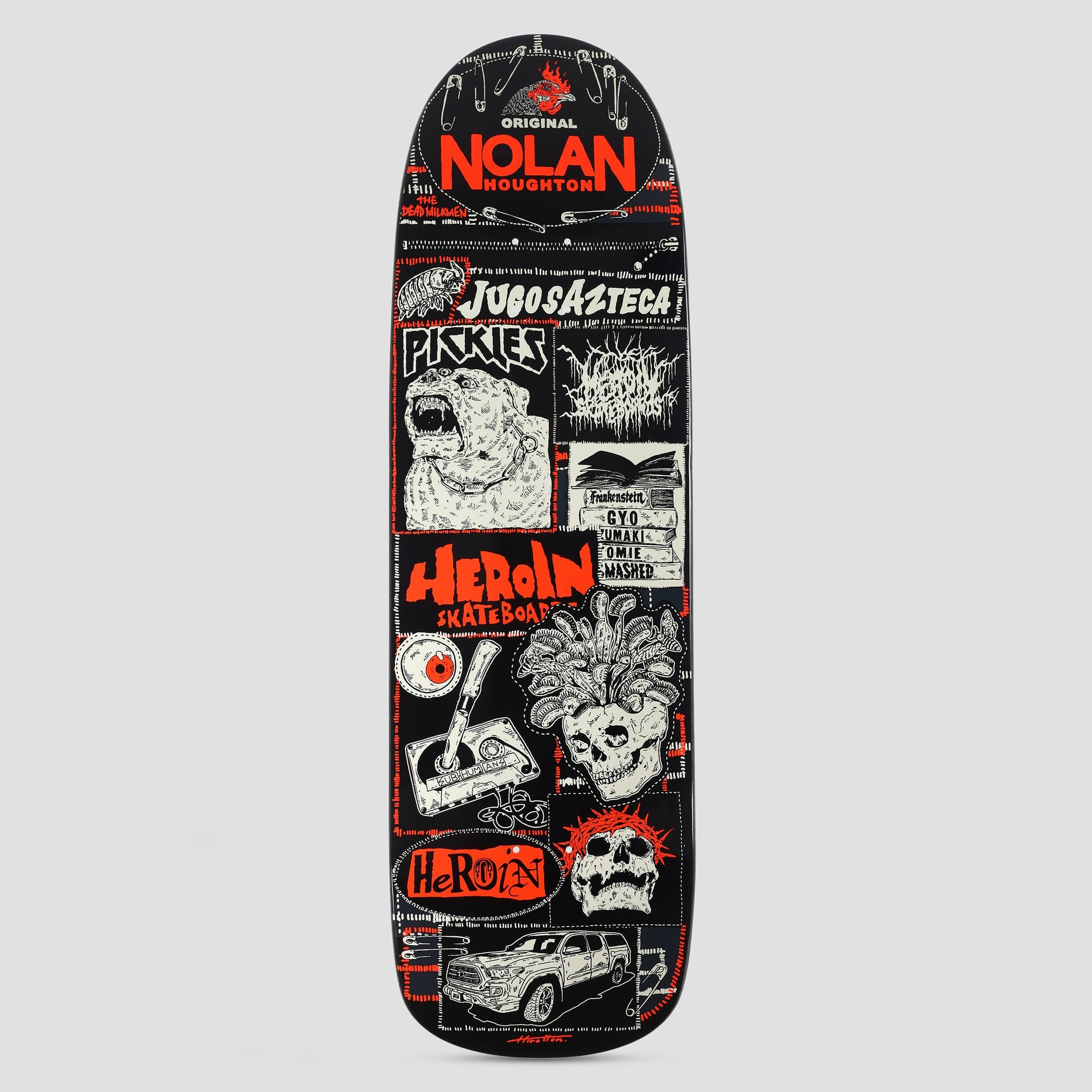 Heroin 9.6 Nolan's Original Mutant Shape Skateboard Deck Black