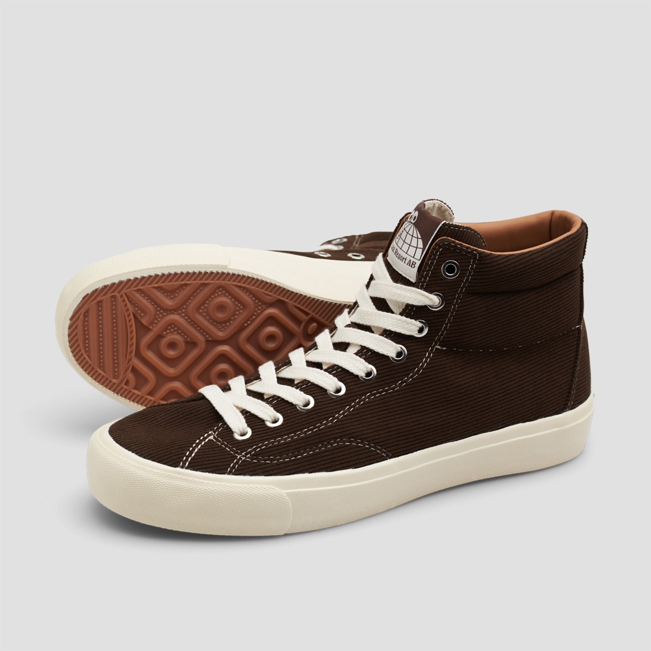 Last Resort AB VM003 HI Cord Skate Shoes Dark Brown / White