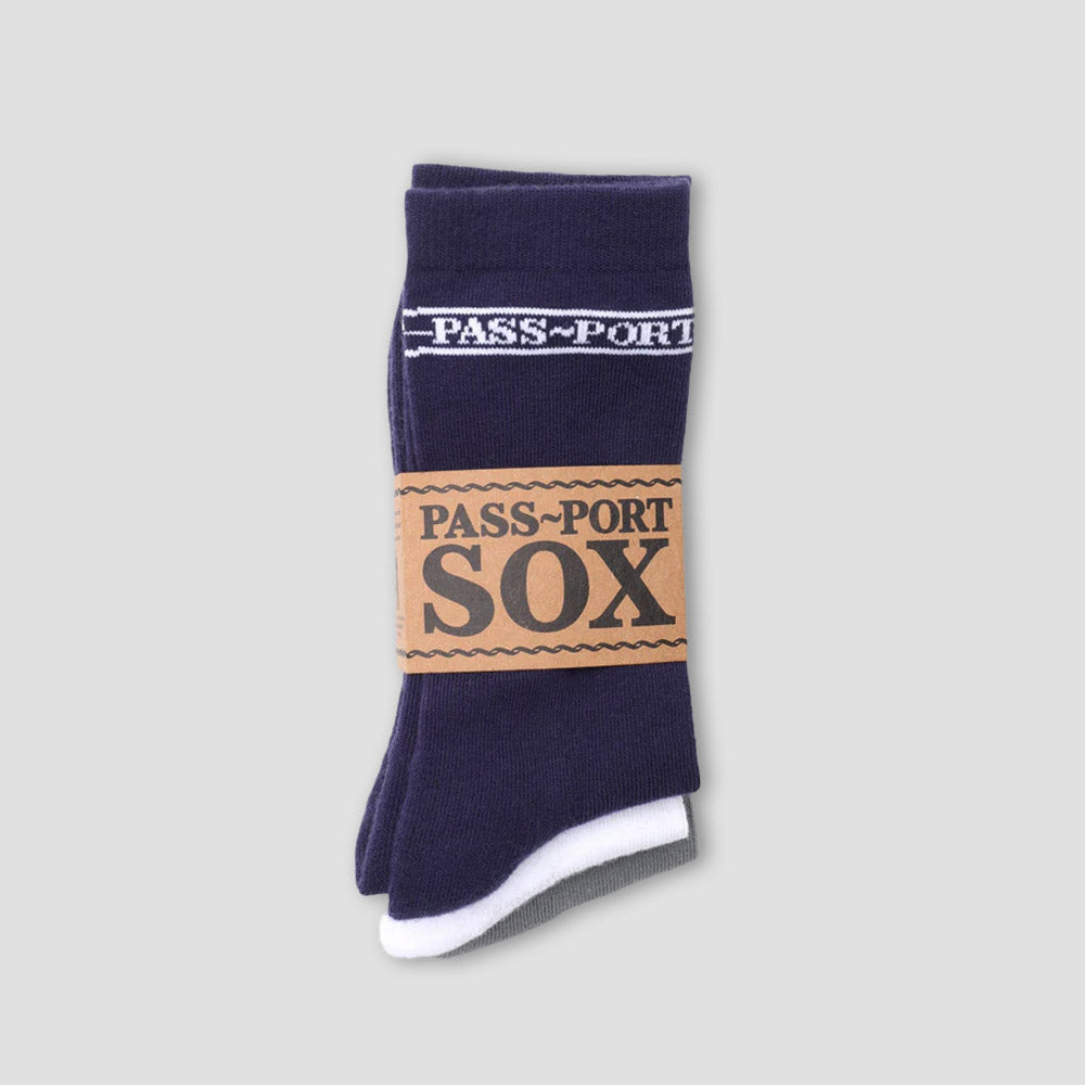 Passport Hi Sox Socks 3 Pack R42 Navy / White / Grey