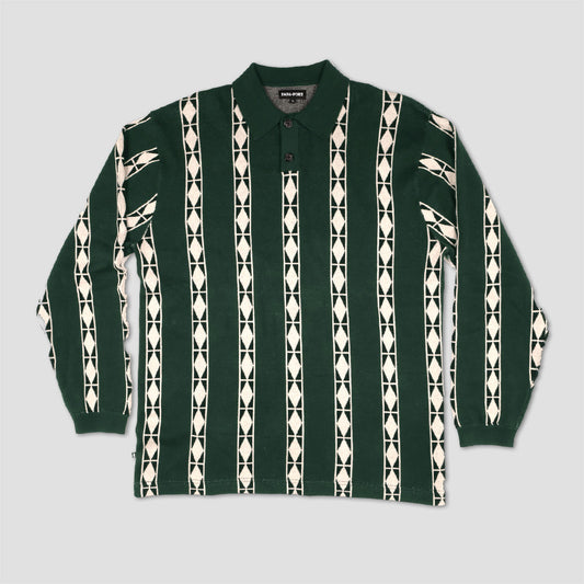 PassPort Labour Knitted Longsleeve Polo Forest Green