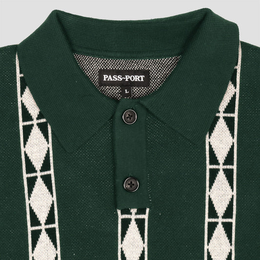 PassPort Labour Knitted Longsleeve Polo Forest Green