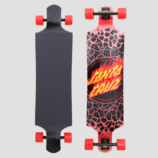 Santa Cruz 40 Flame Dot Drop Down Complete Longboard Black / Red