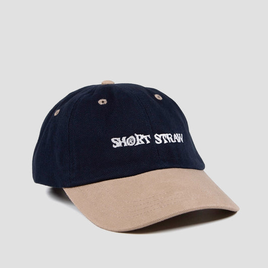 Short Straw Embroidered Cap Navy / Taupe