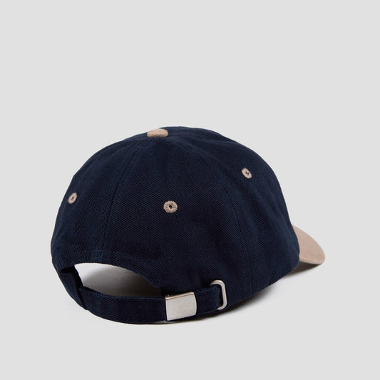 Short Straw Embroidered Cap Navy / Taupe