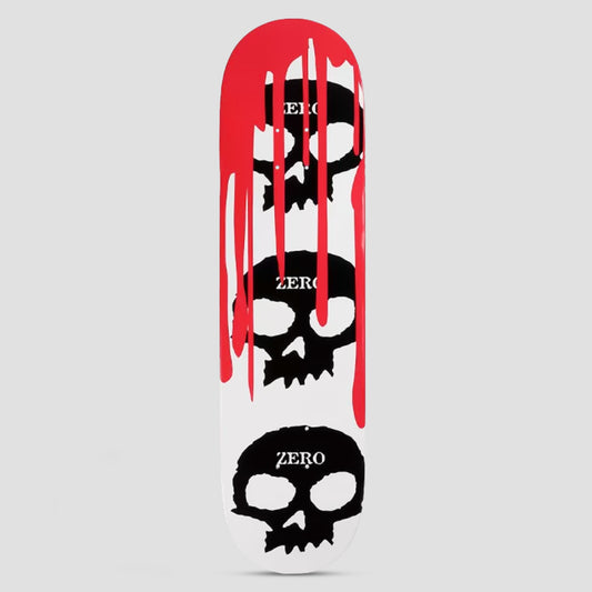 Zero 8.125 3 Skull Blood Skateboard Deck White Black Red