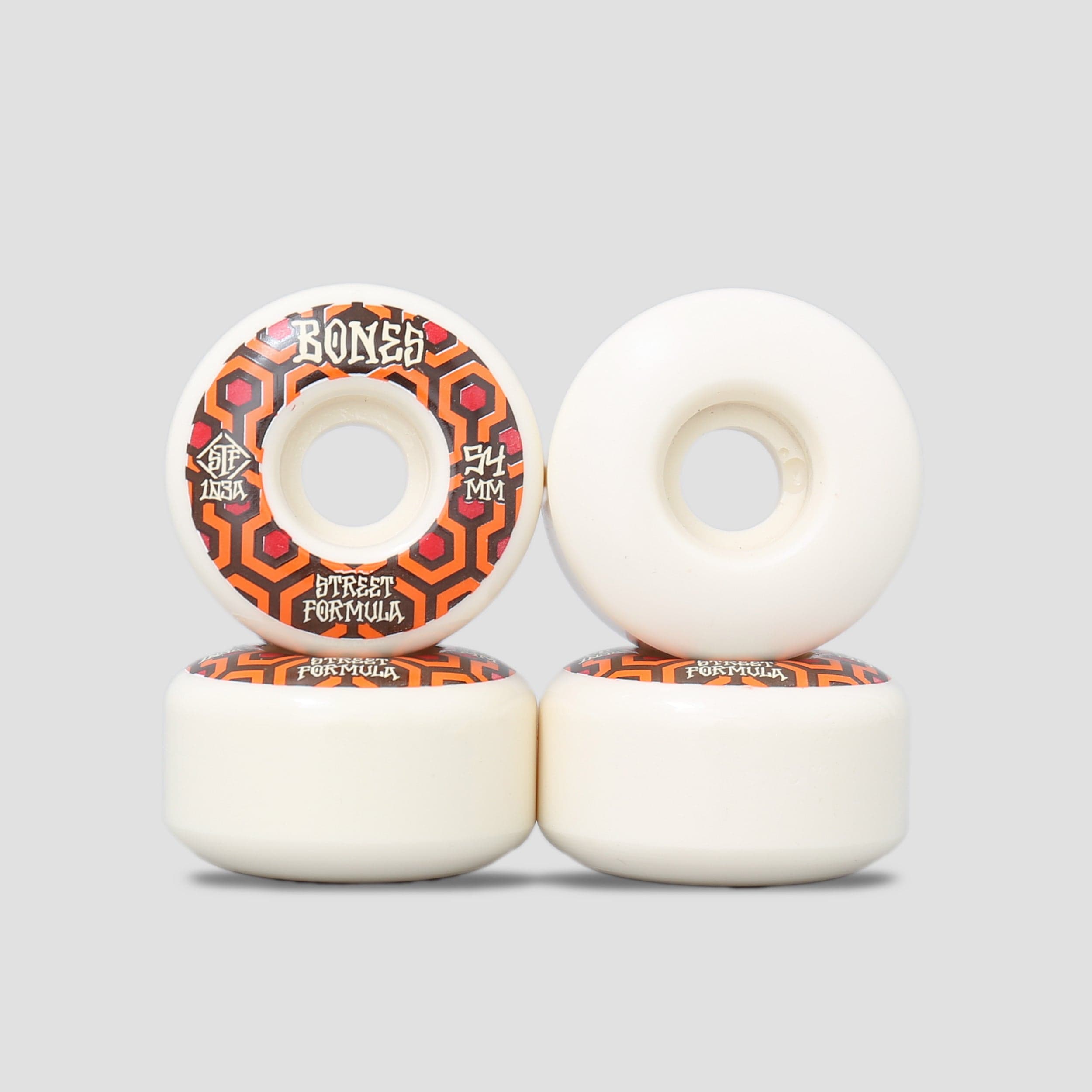 Bones 54mm 103A STF Retros V1 Standard Skateboard Wheels White / Red