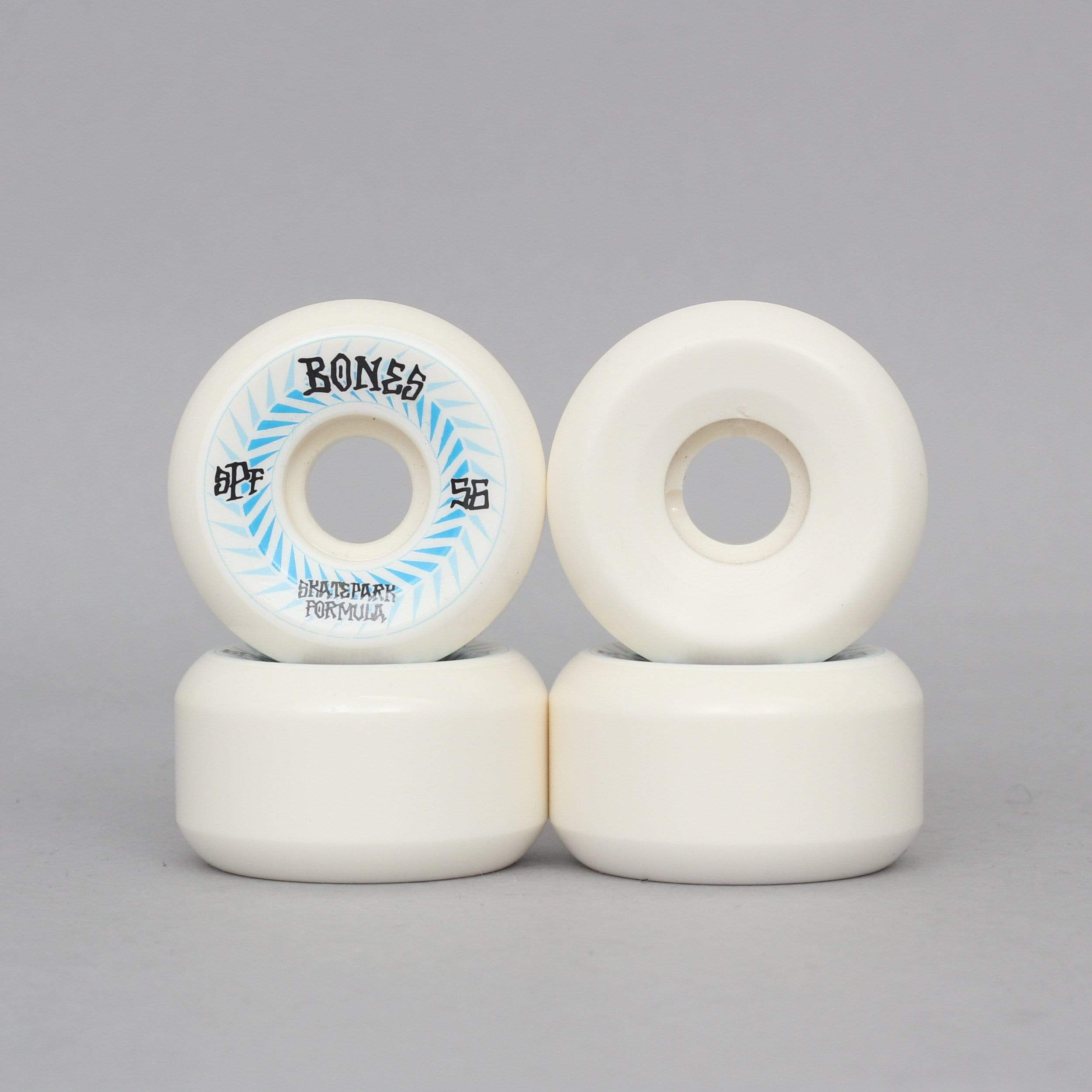 Bones 56mm 84B Spines SPF P5 Sidecut Skateboard Wheels White / Blue ...