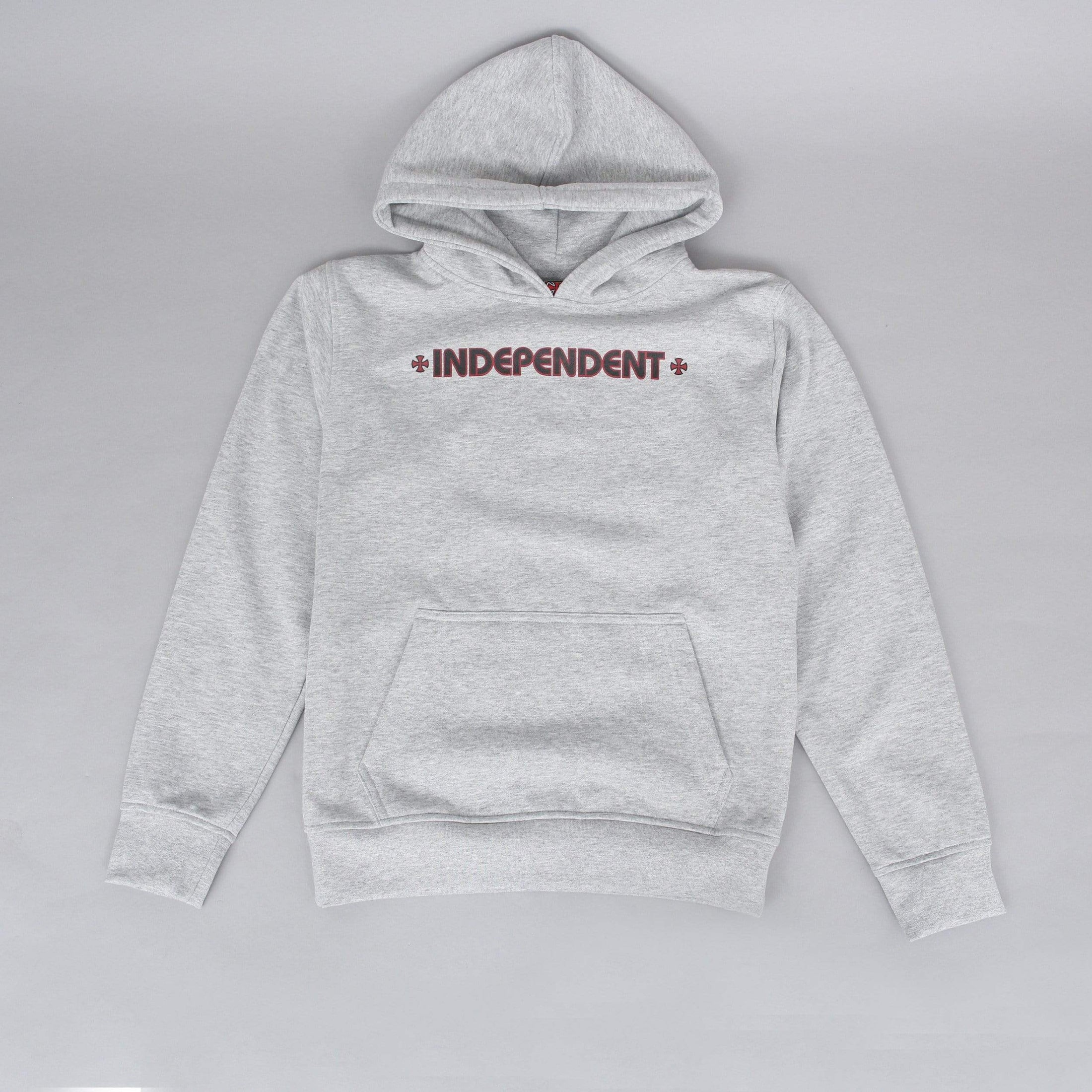 Independent Bar Cross Kids Hood Heather Grey