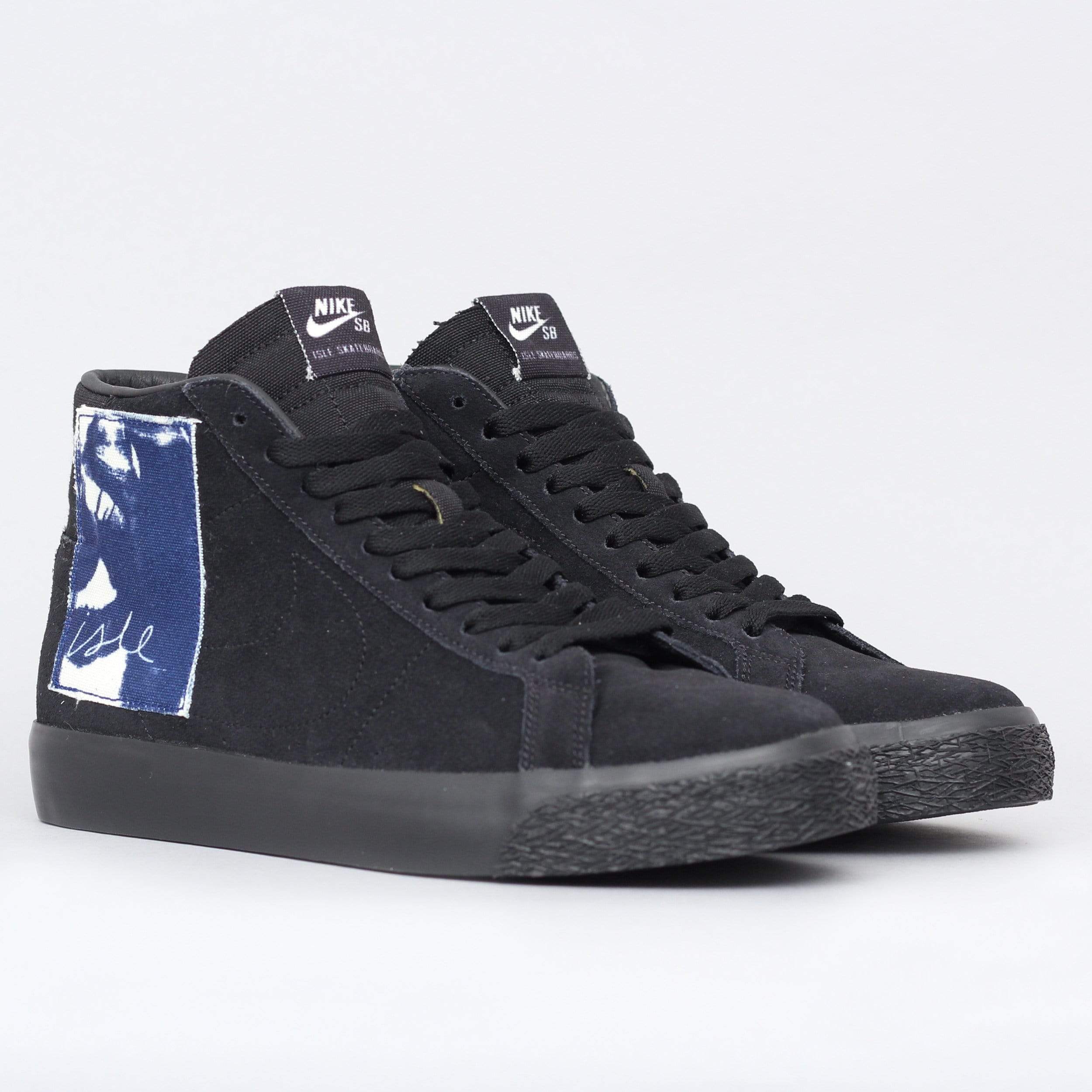 Nike SB X Isle Blazer Mid QS Shoes Black Black Sail Blue Void