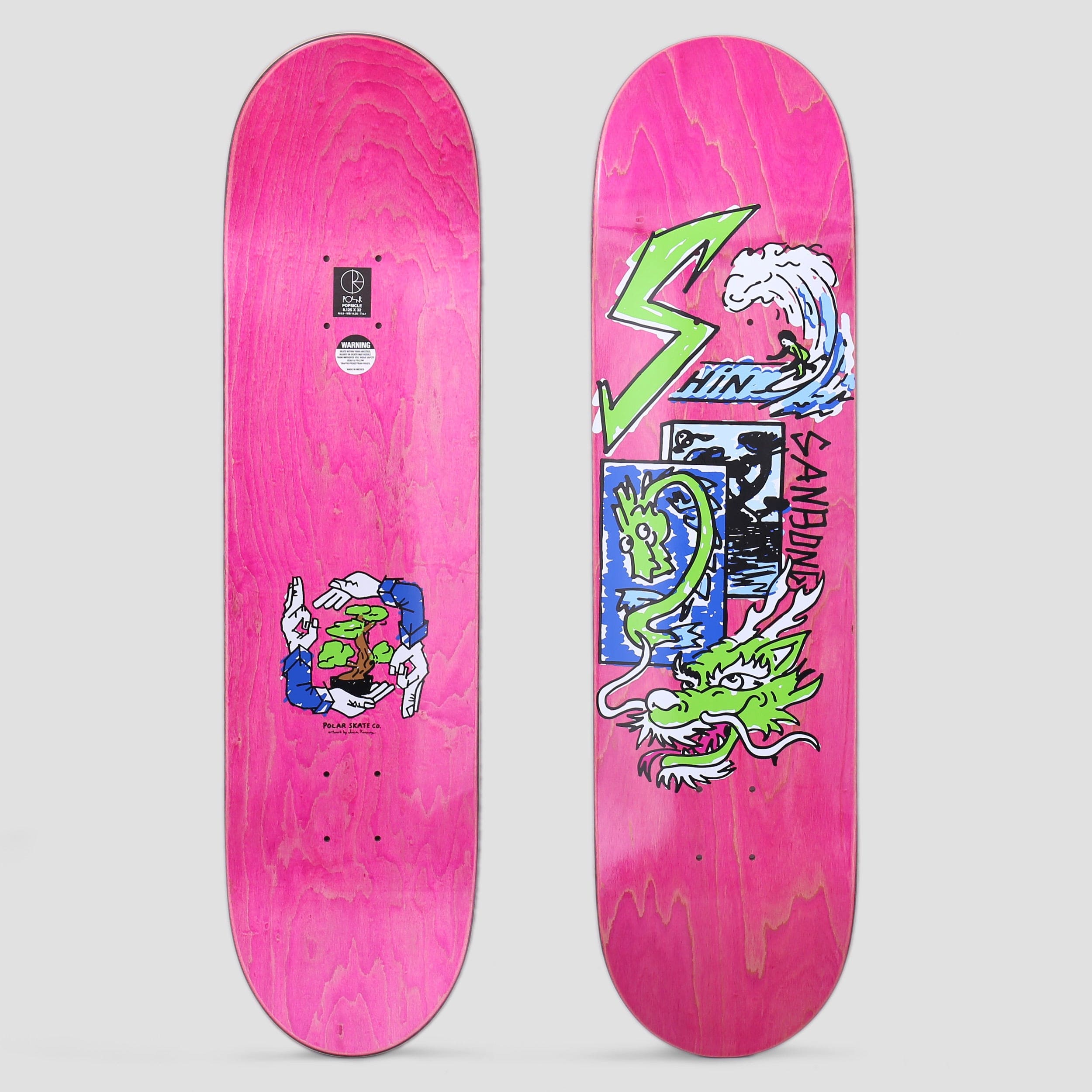 Polar 8.125 Shin Sanbongi Bonzai Ride 2.0 Skateboard Deck Pink