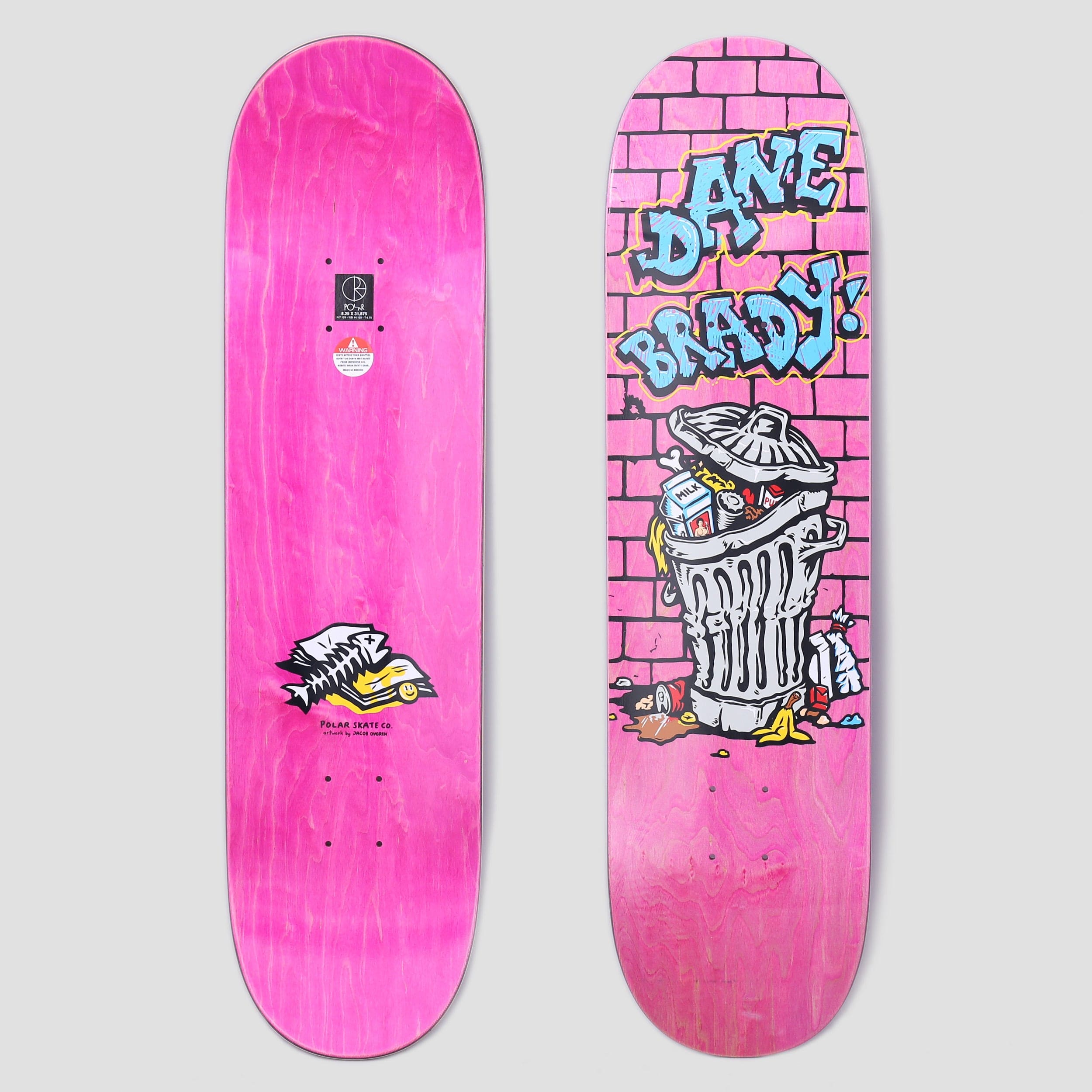 Polar 8.25 Dane Brady Trash Can Skateboard Deck Pink - Slam City Skates