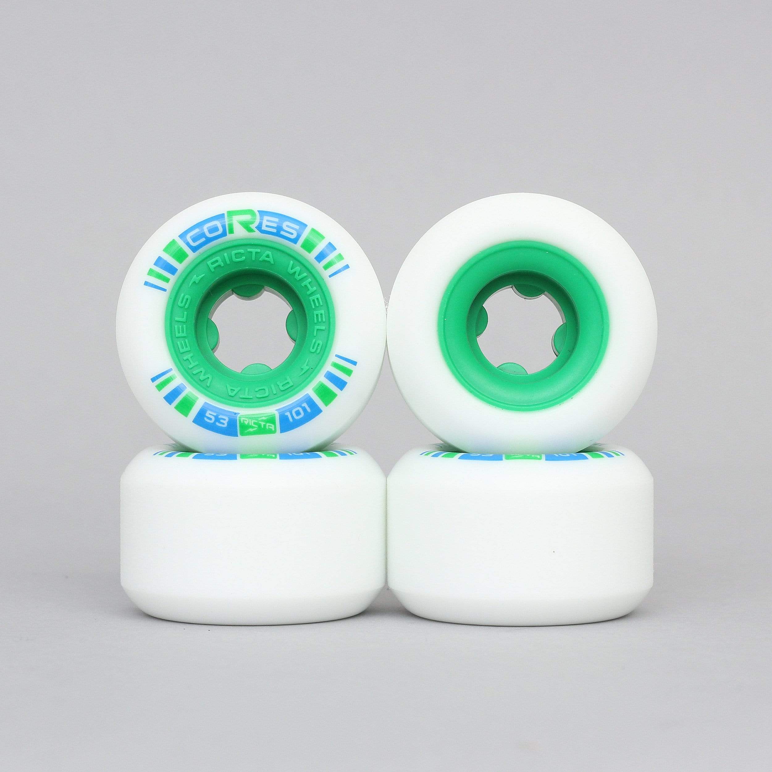 Ricta 53mm 101A Cores Skateboard Wheels White / Green – Slam City Skates