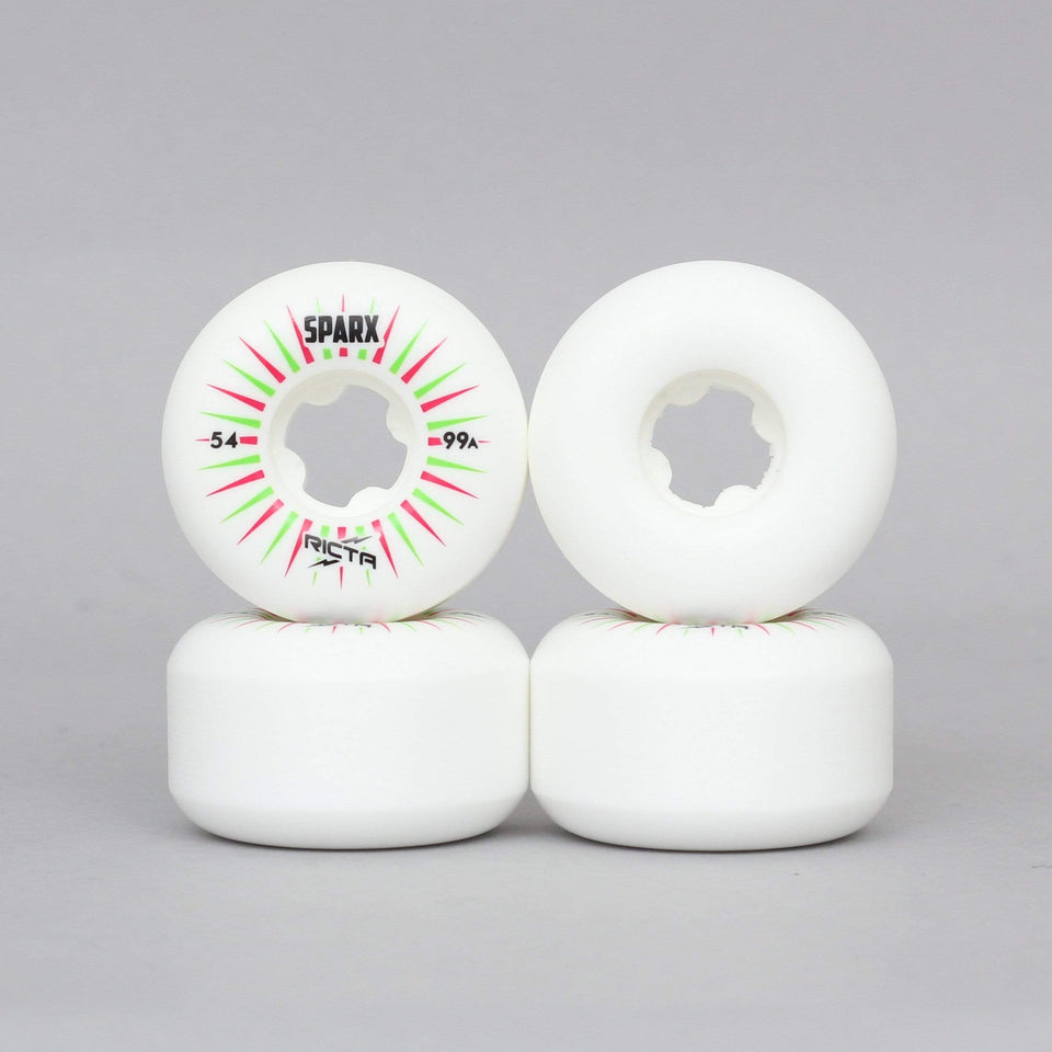 Ricta 54mm 99A Sparx Skateboard Wheels White / Green - Slam City Skates