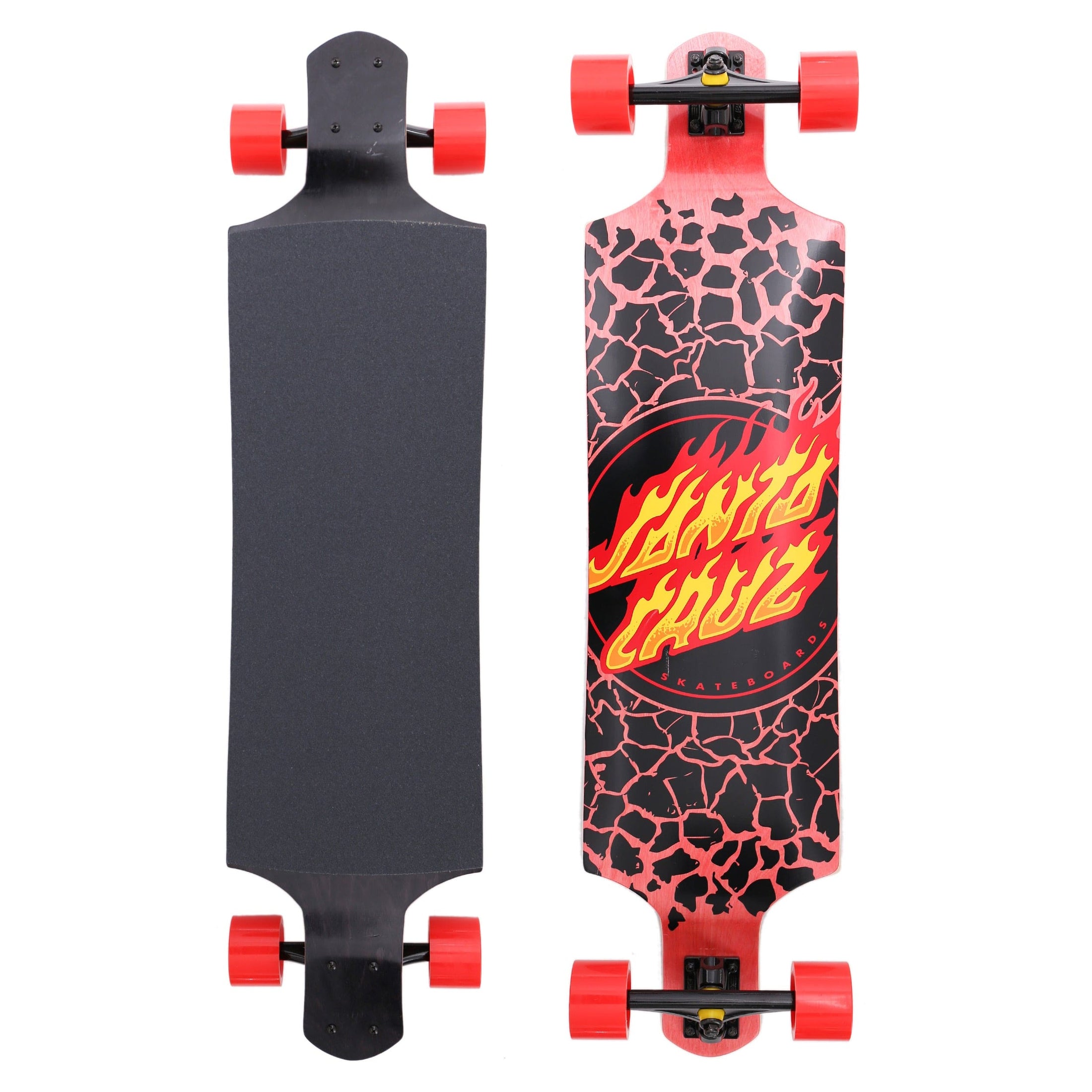 Santa Cruz 40 Flame Dot Drop Down Complete Longboard Black / Red