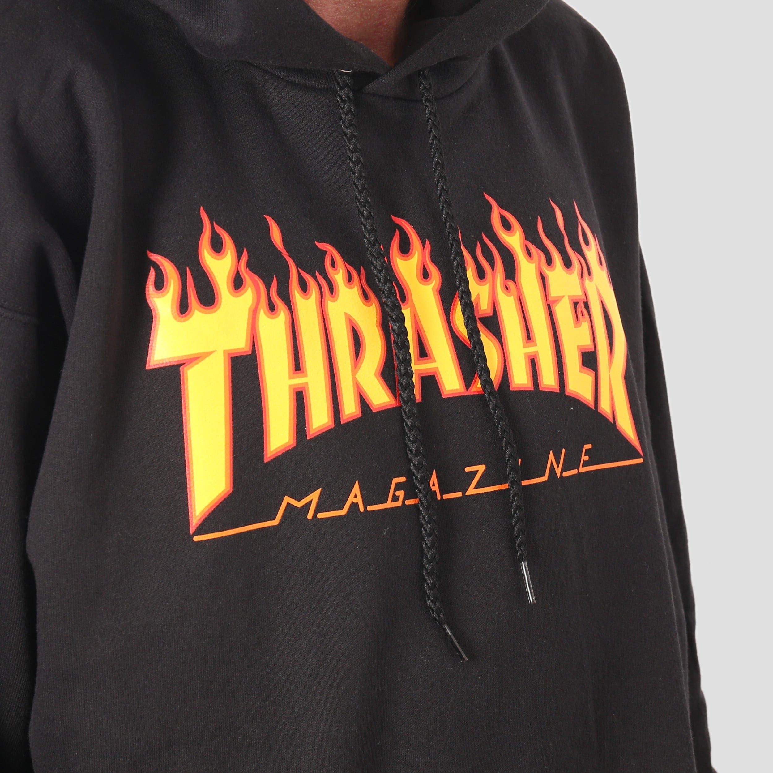 Thrasher flame store logo black hoodie