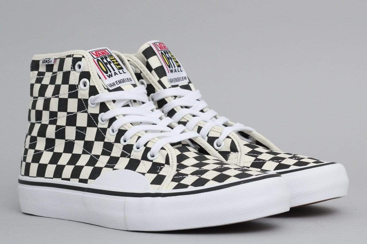 High top checkerboard vans online